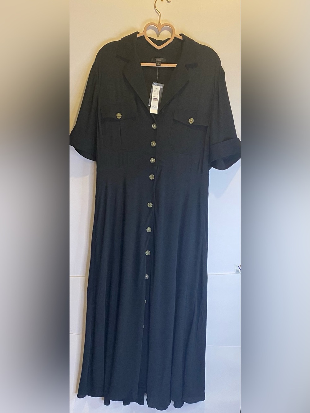 J CREWUniversal Thread Black Maxi Button-Front Shirt Dress with Chest Pockets🖤✨ - Picture 4 of 15